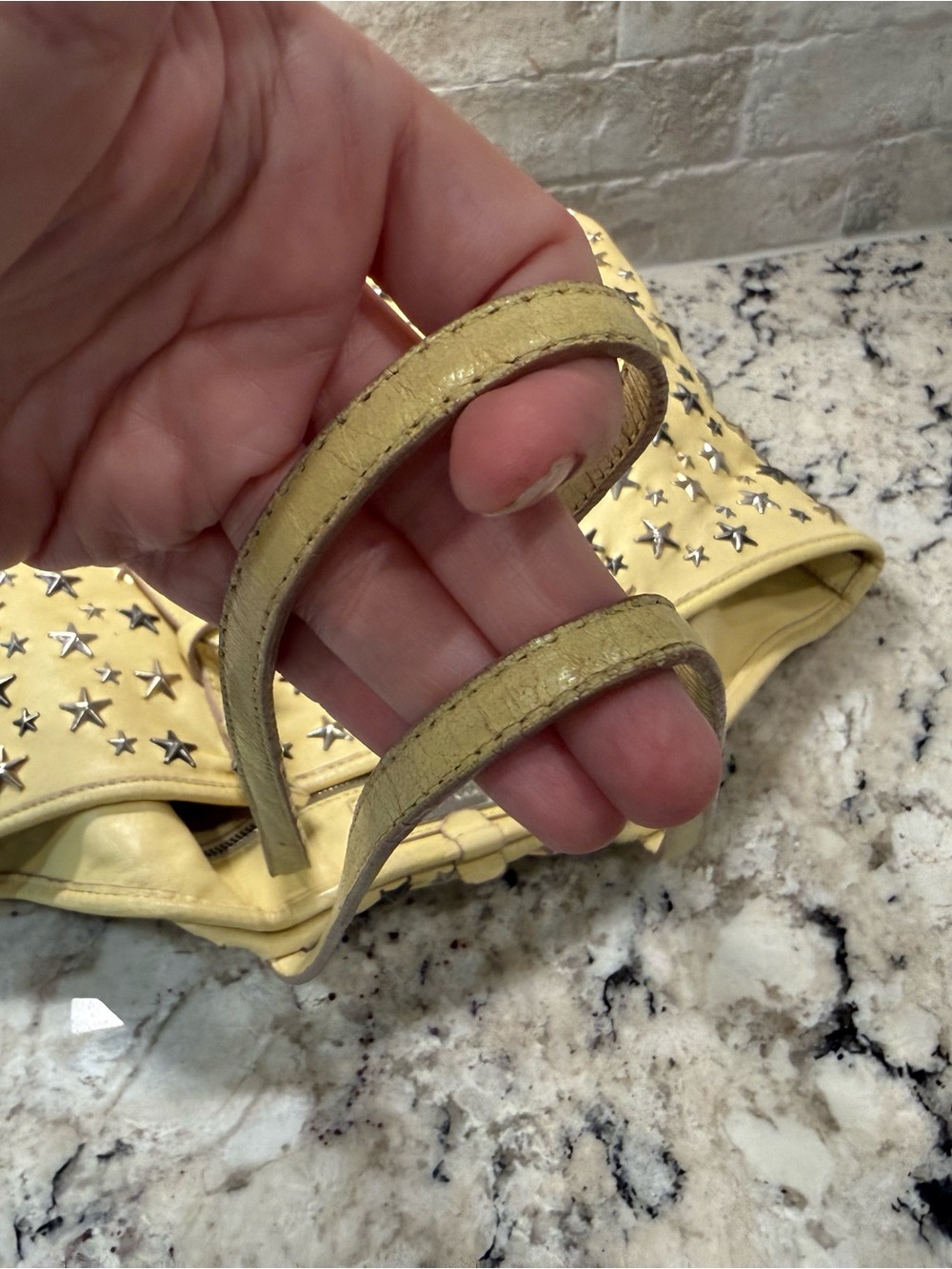 Jimmy Choo EUC Studded Star Tote Bag in Soft Yellow - Picture 3 of 7